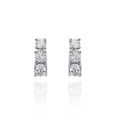 Three Stone Diamond Drop Earrings
