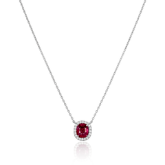 0.57ct Cushion Ruby and Diamond Cluster Pendant