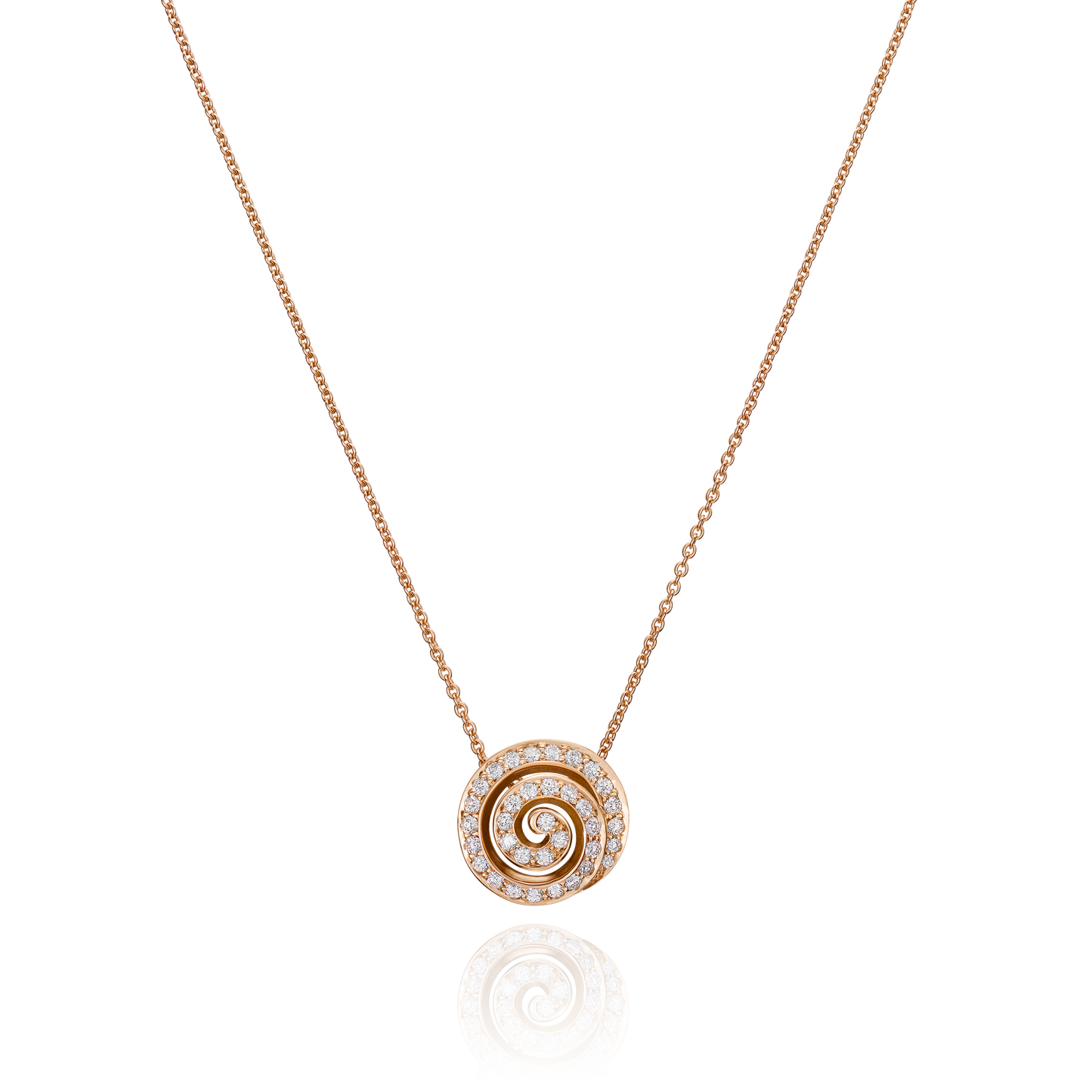 18ct Rose Gold Large Diamond Swirl Pendant