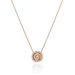 18ct Rose Gold Large Diamond Swirl Pendant