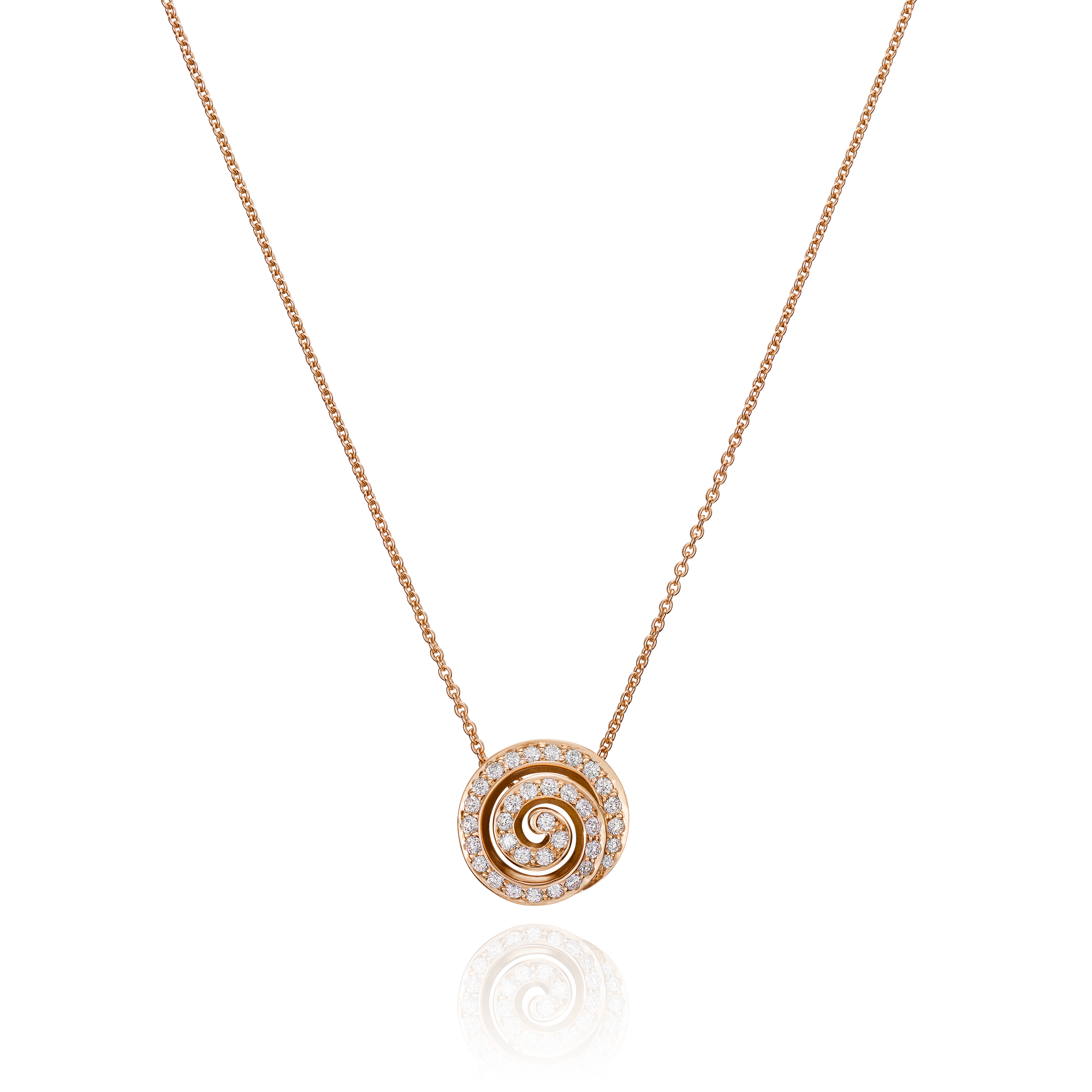 18ct Rose Gold Large Diamond Swirl Pendant