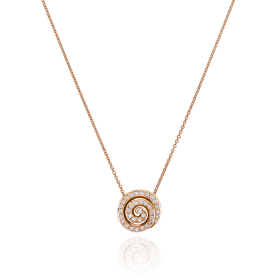 18ct Rose Gold Large Diamond Swirl Pendant