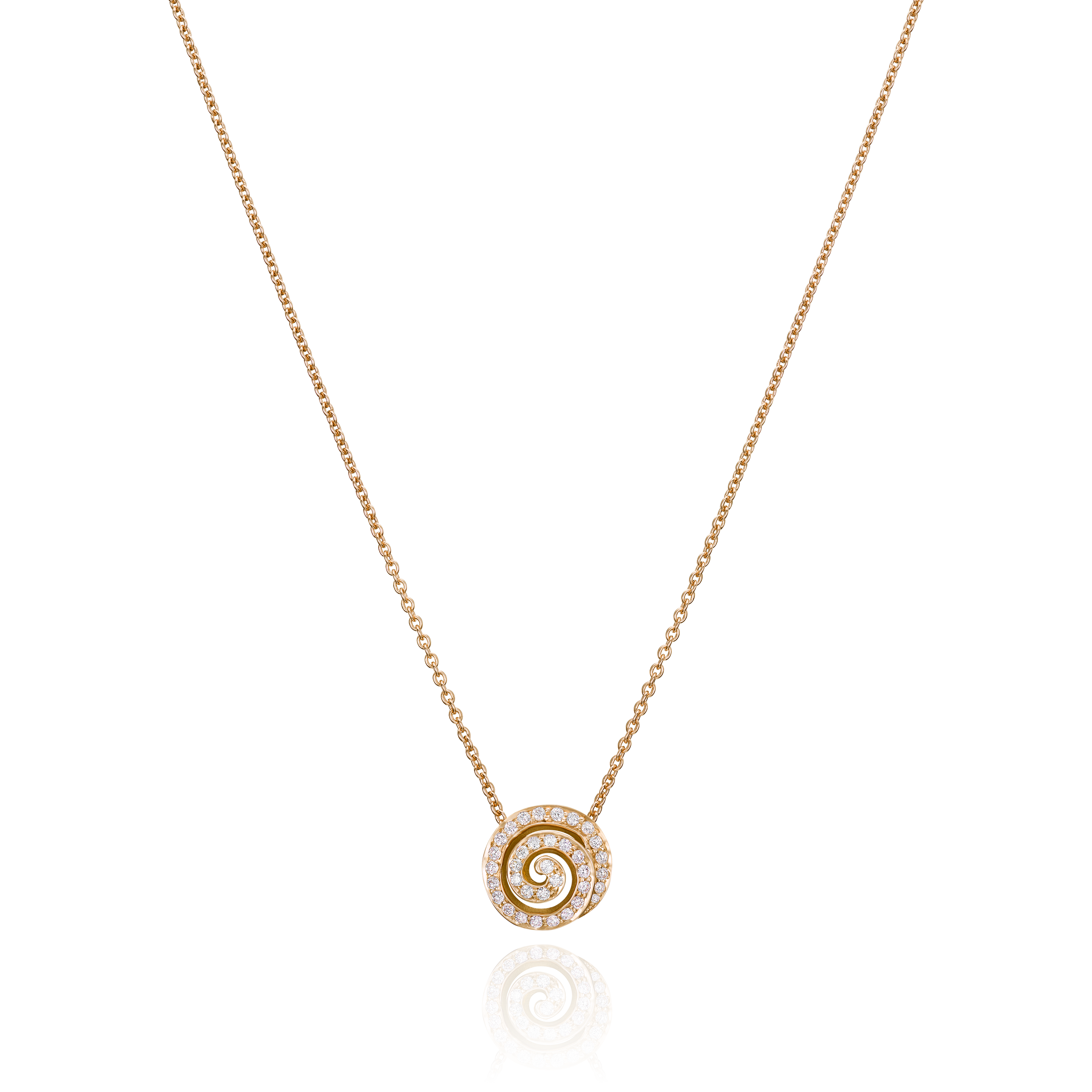 18ct Rose Gold Diamond Swirl Pendant