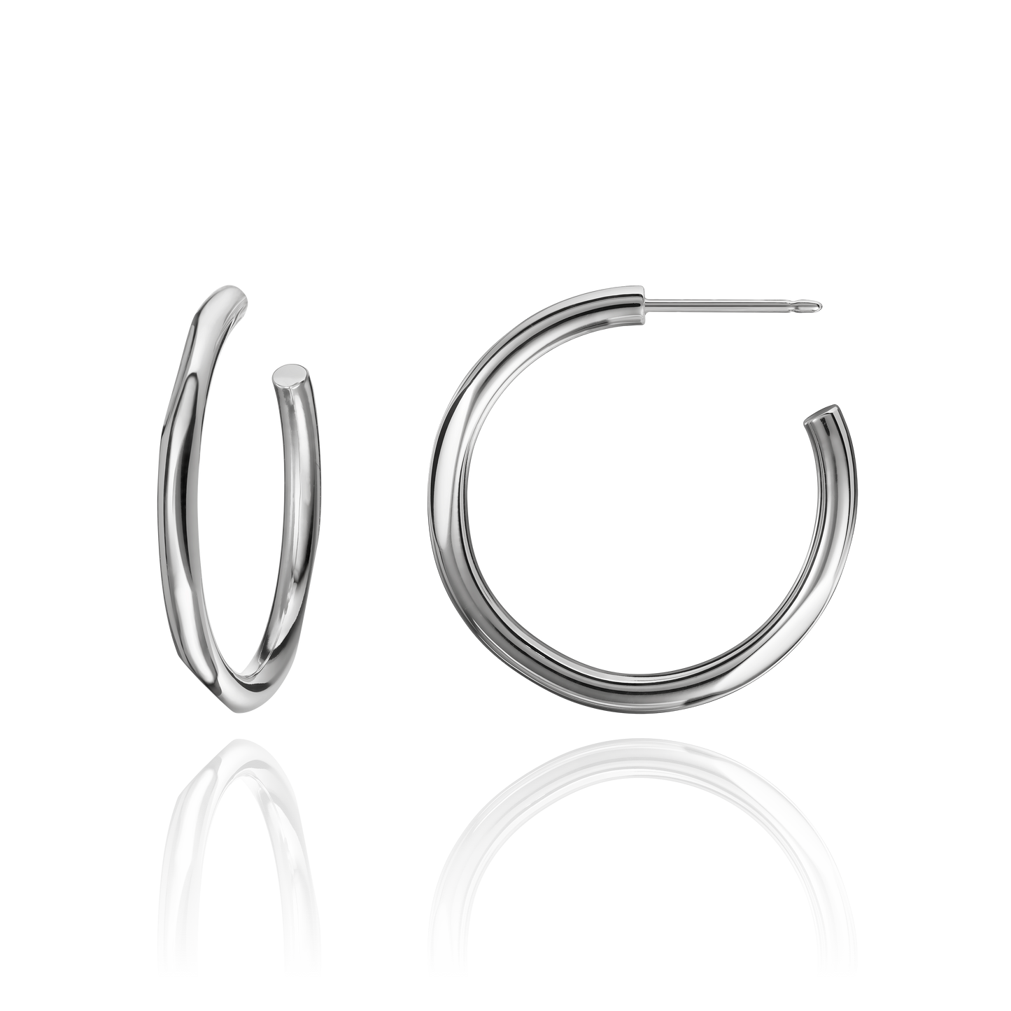 Solid 18ct White Gold Hoop Earrings