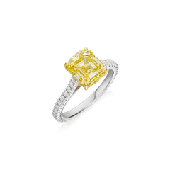 3.02cts Natural Fancy Vivid Yellow Diamond Engagement Ring