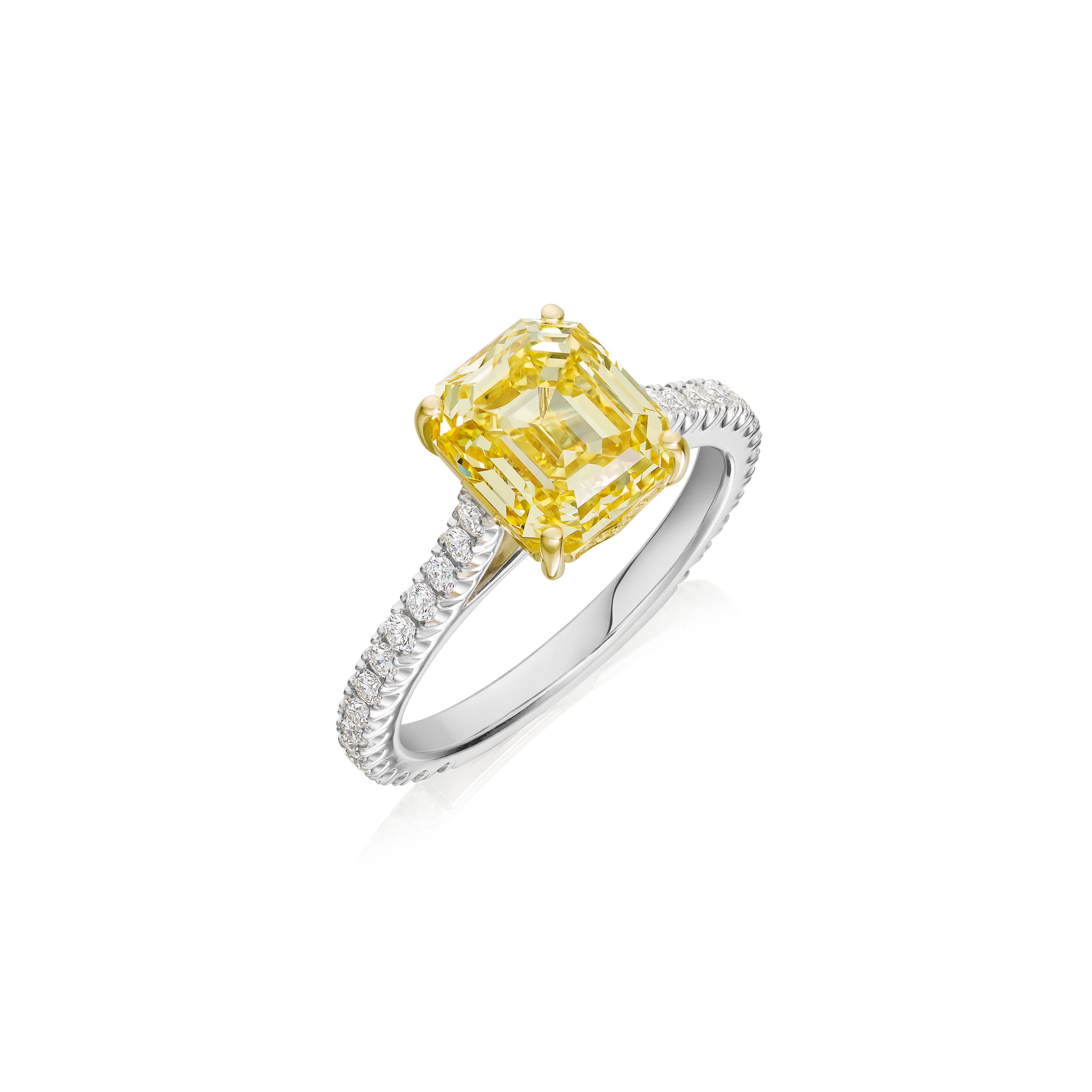 3.02cts Natural Fancy Vivid Yellow Diamond Engagement Ring