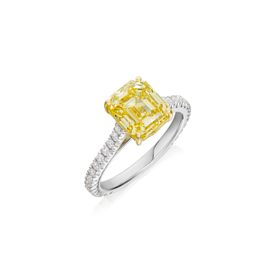 3.02cts Natural Fancy Vivid Yellow Diamond Engagement Ring