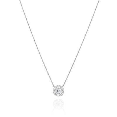 1ct Diamond Pendant With Diamond Surround