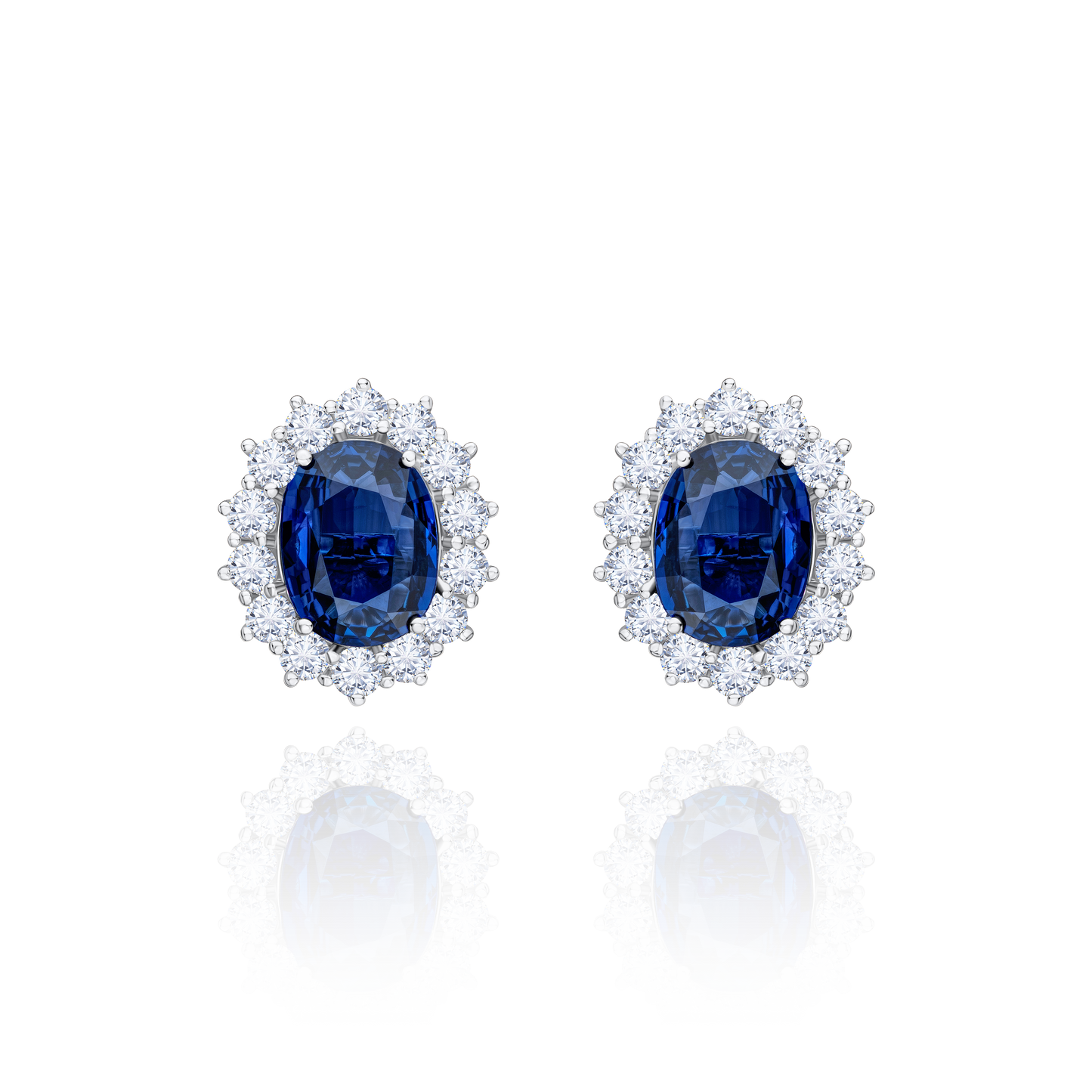 8.42cts Sapphire and Diamond Cluster Earrings