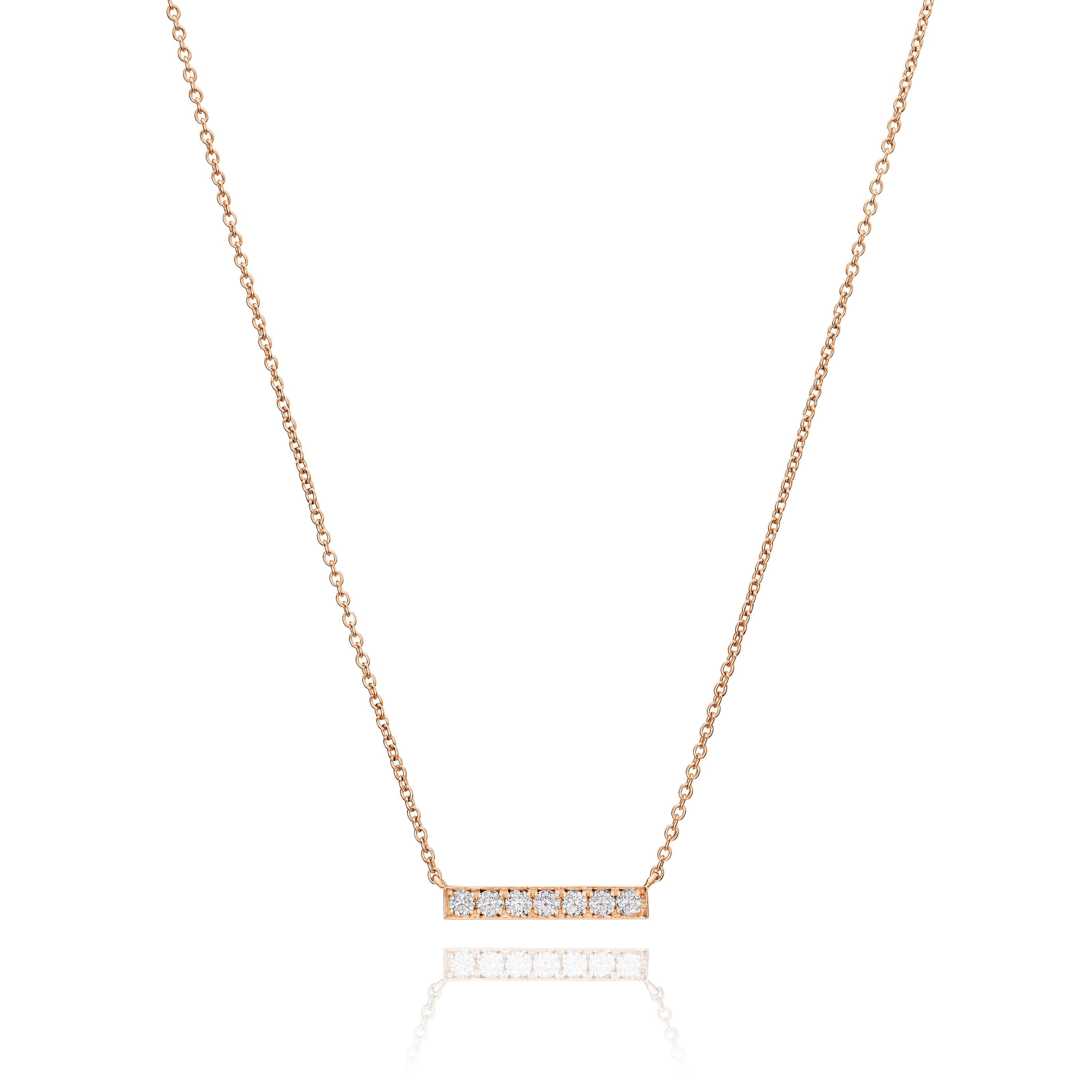Skyline Collection Horizontal Diamond Set 18ct Rose Gold Pendant 3mm