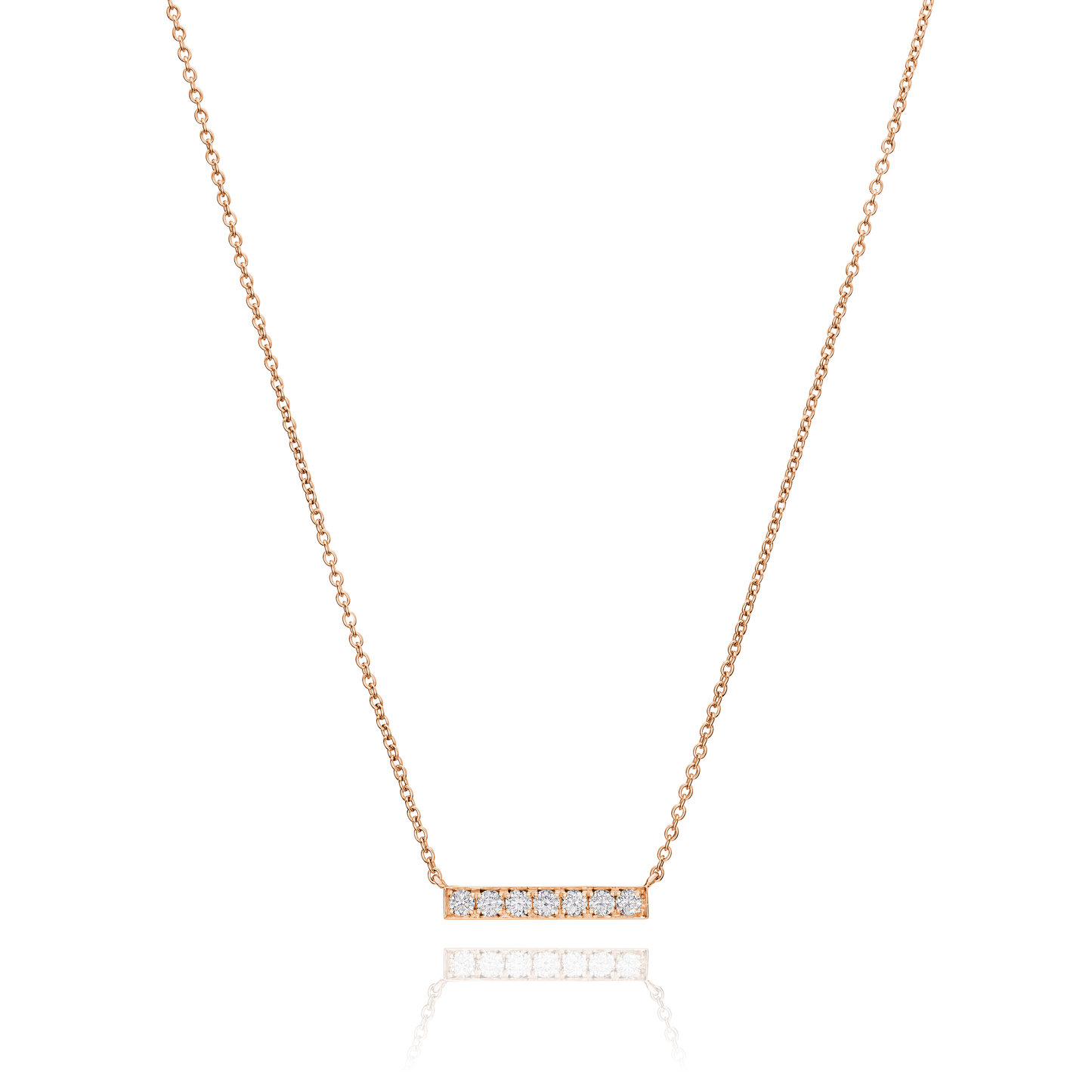Skyline Collection Horizontal Diamond Set 18ct Rose Gold Pendant 3mm