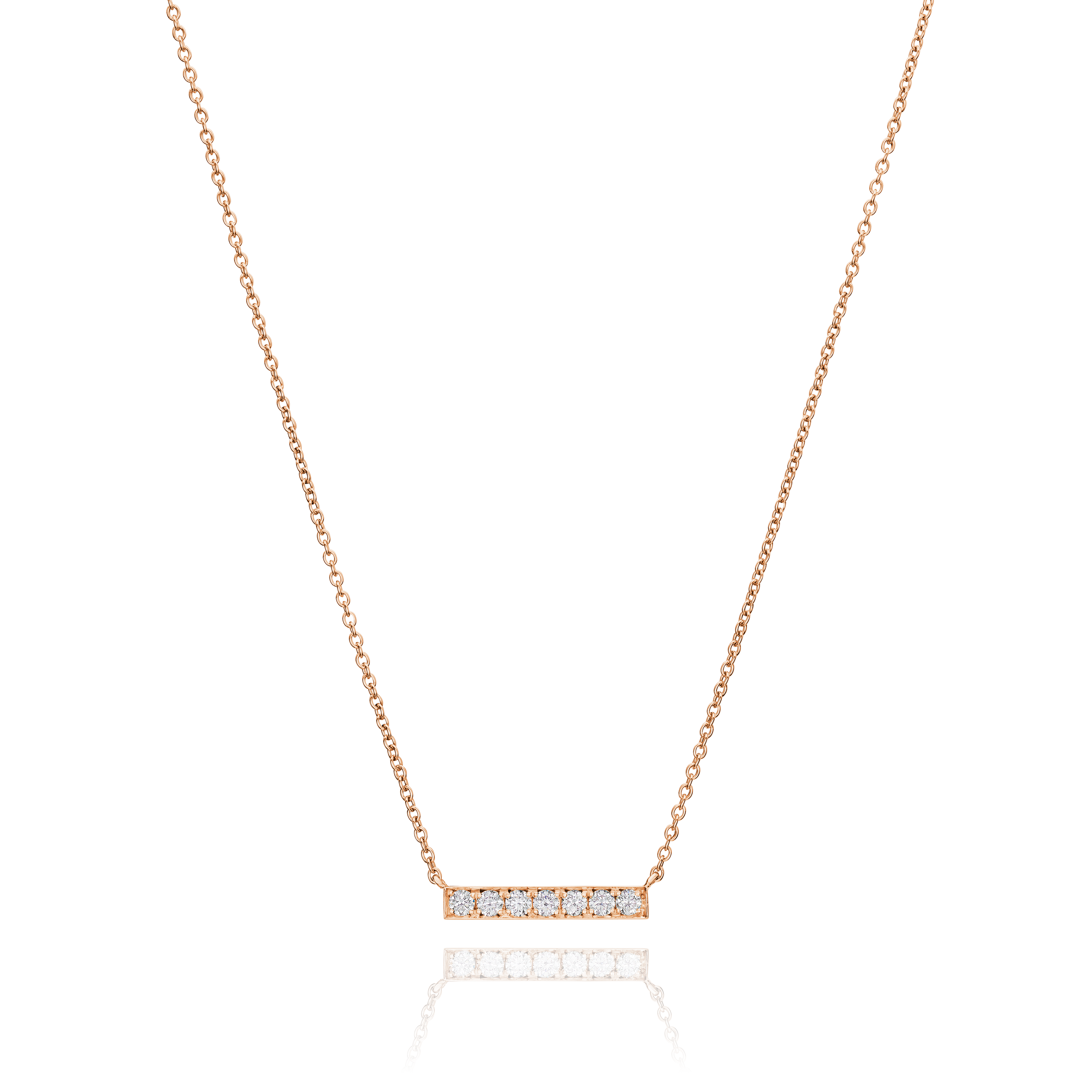 Skyline Collection Horizontal Diamond Set 18ct Rose Gold Pendant 3mm