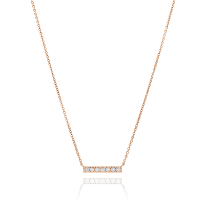Skyline Collection Horizontal Diamond Set 18ct Rose Gold Pendant 3mm