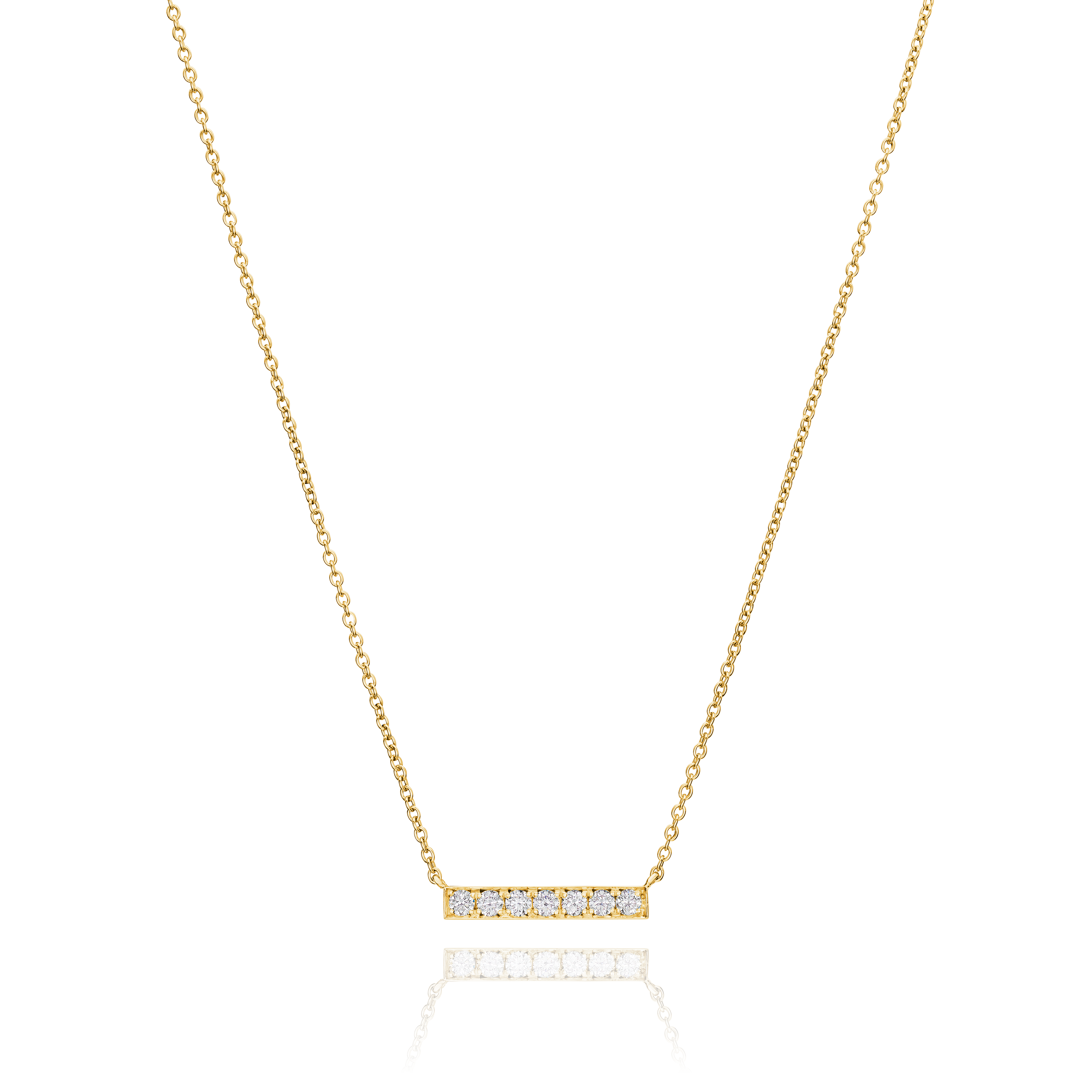 Skyline Collection Horizontal Diamond Set 18ct Yellow Gold Pendant 3mm