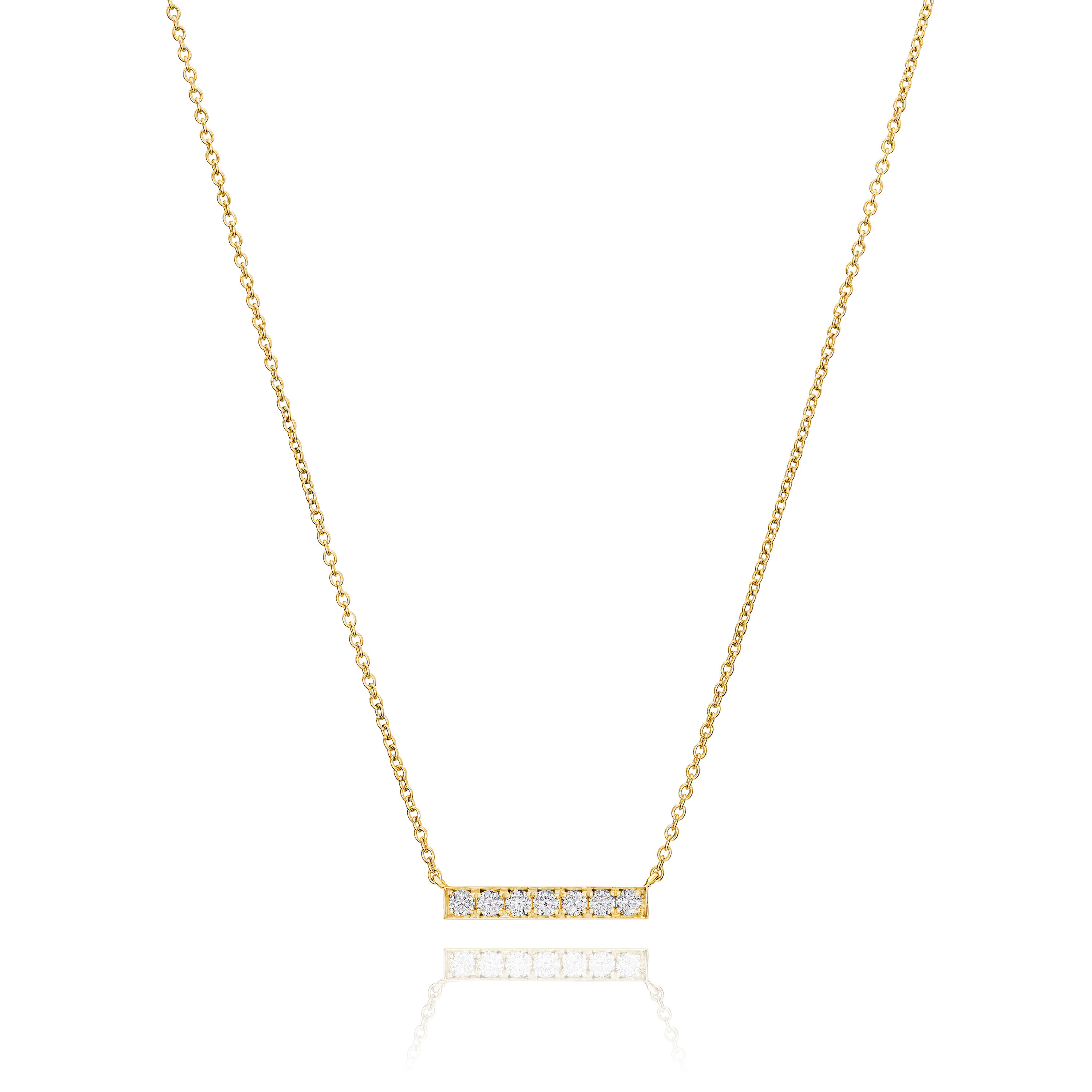 Skyline Collection Horizontal Diamond Set 18ct Yellow Gold Pendant 3mm
