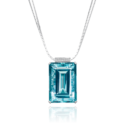 87.14cts Natural Aquamarine and Diamond Pendant