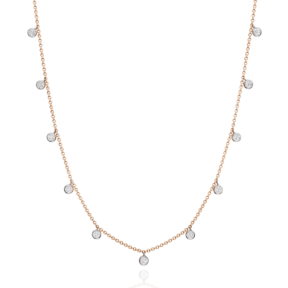 18ct Rose Gold Spectacle-Set Diamond Necklace