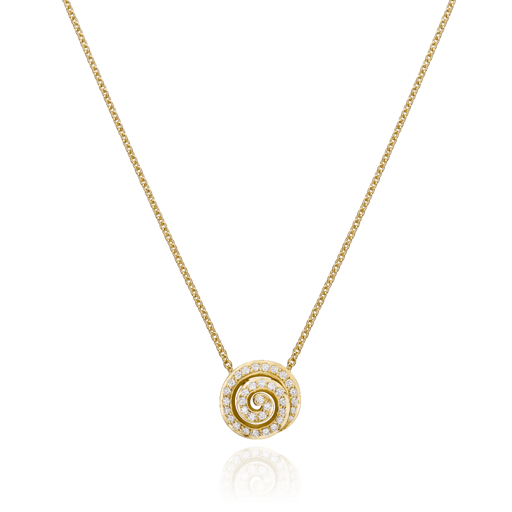 18ct Yellow Gold Diamond Swirl Pendant