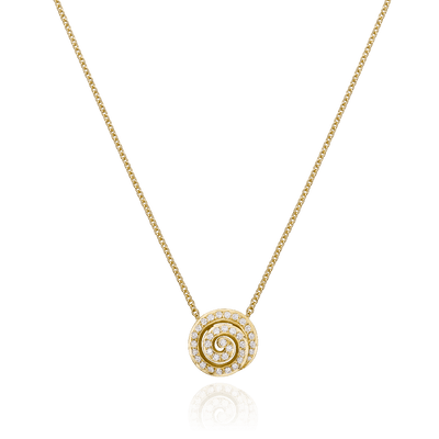 18ct Yellow Gold Diamond Swirl Pendant