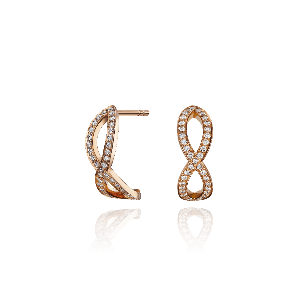 Skyline Collection Diamond Set 18ct Rose Gold Crossover Earrings