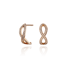 Skyline Collection Diamond Set 18ct Rose Gold Crossover Earrings