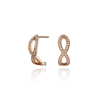 Skyline Collection Diamond Set 18ct Rose Gold Crossover Earrings