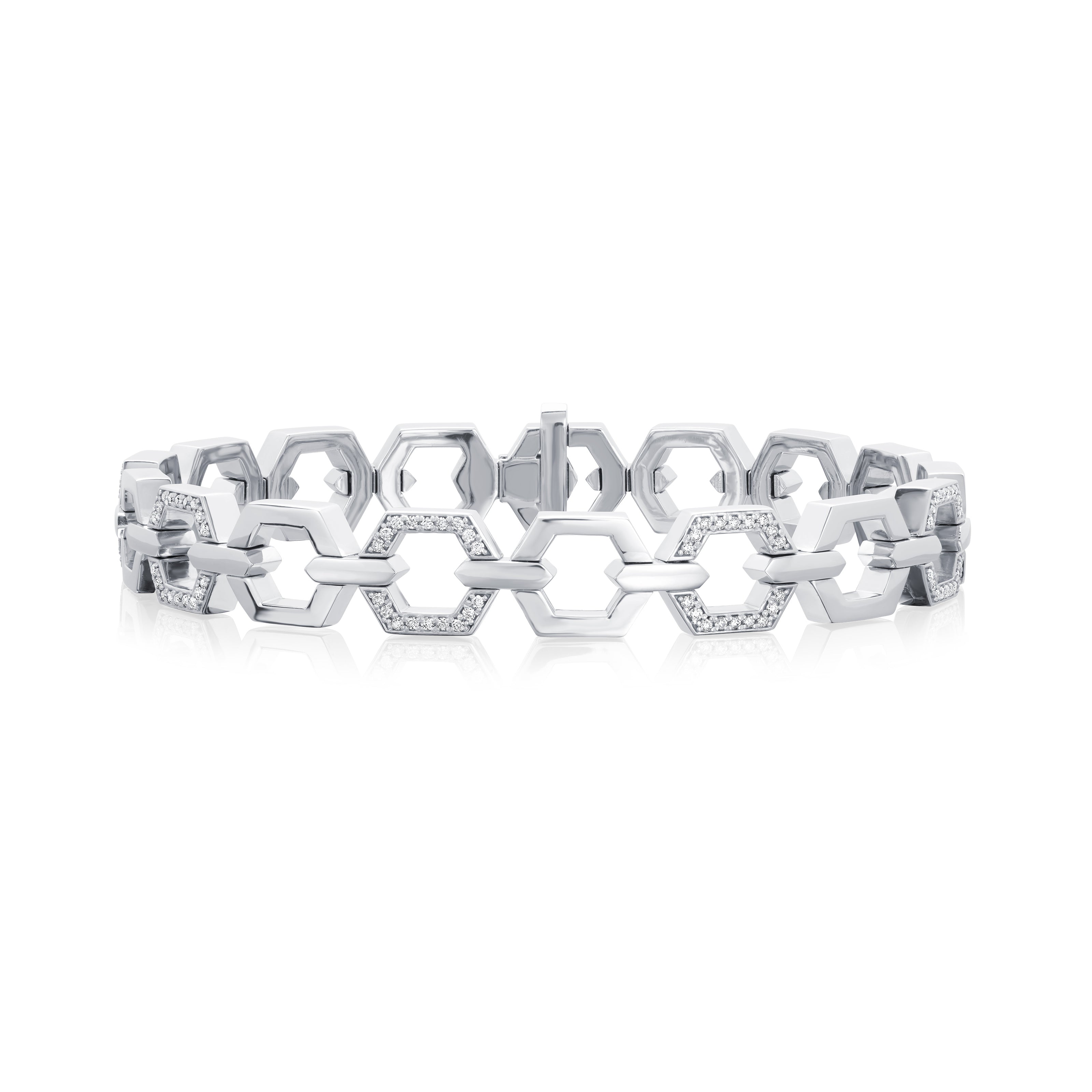 Nectar Collection Platinum Bracelet With Diamond Set Links