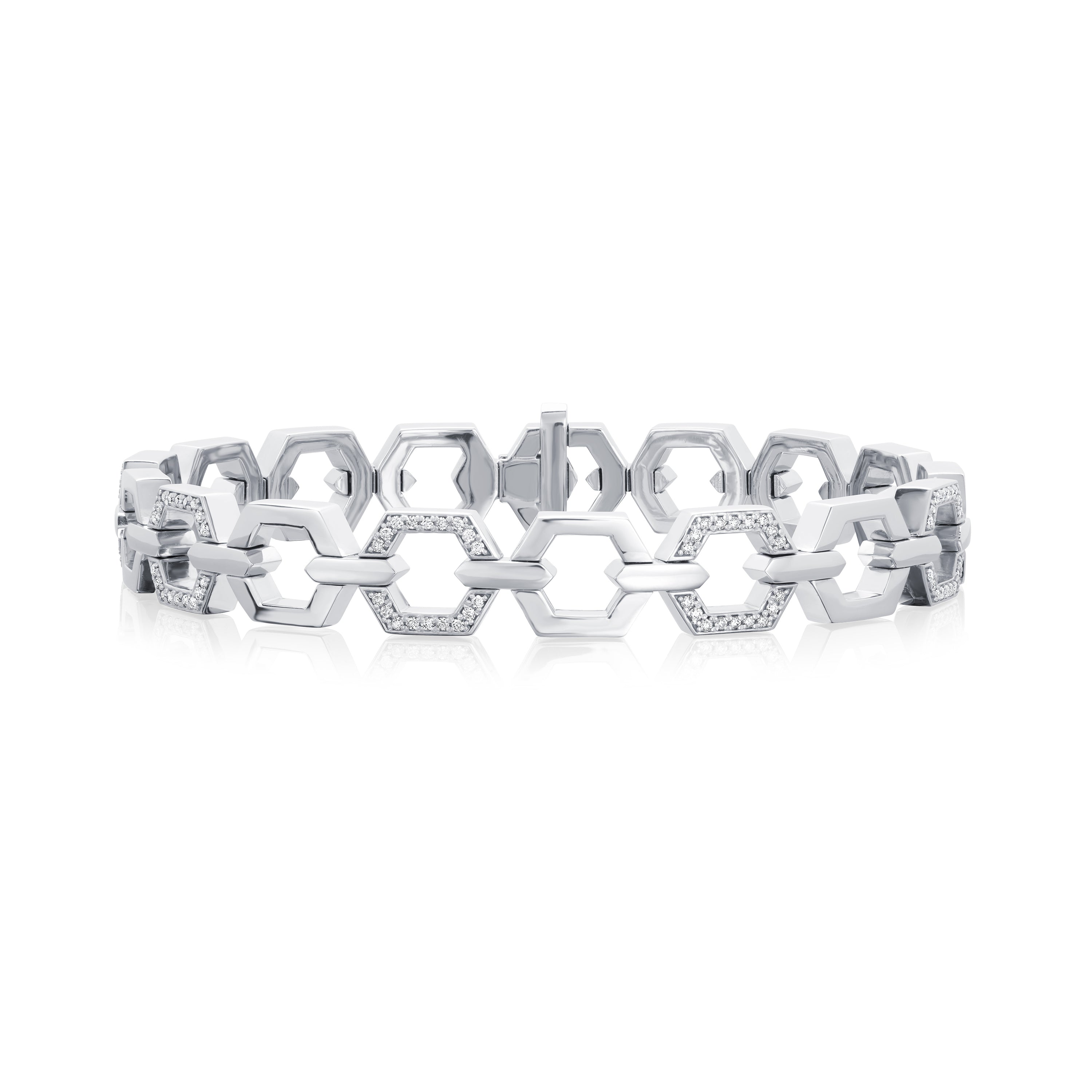 Nectar Collection Platinum Bracelet With Diamond Set Links