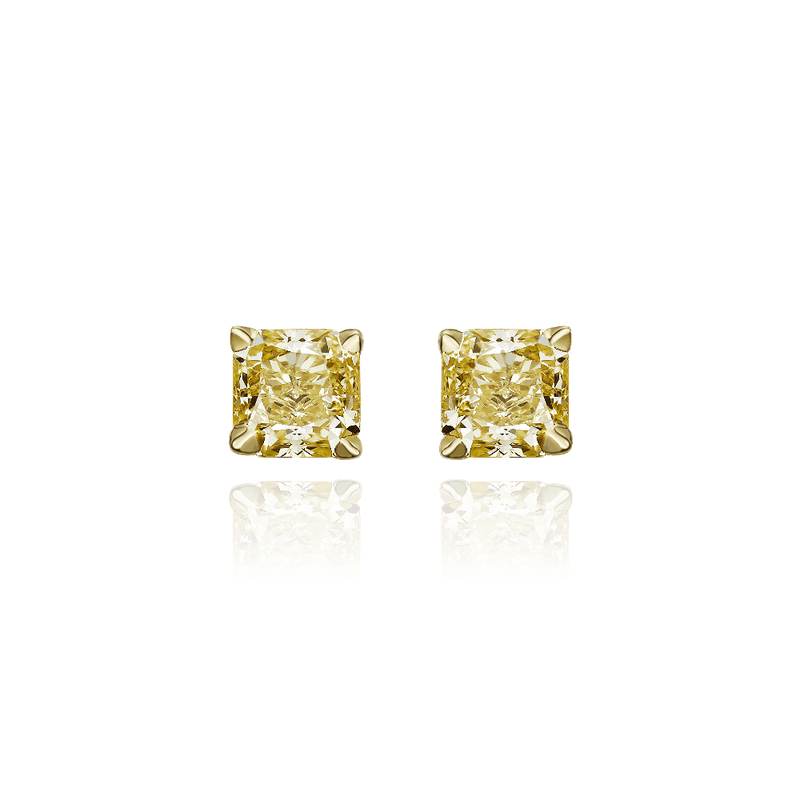 Delicate Yellow Diamond Stud Earrings