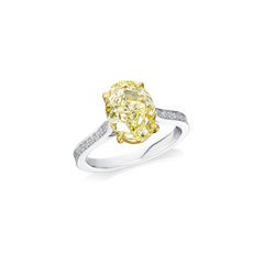 Natural Fancy Yellow Oval Diamond Engagement Ring