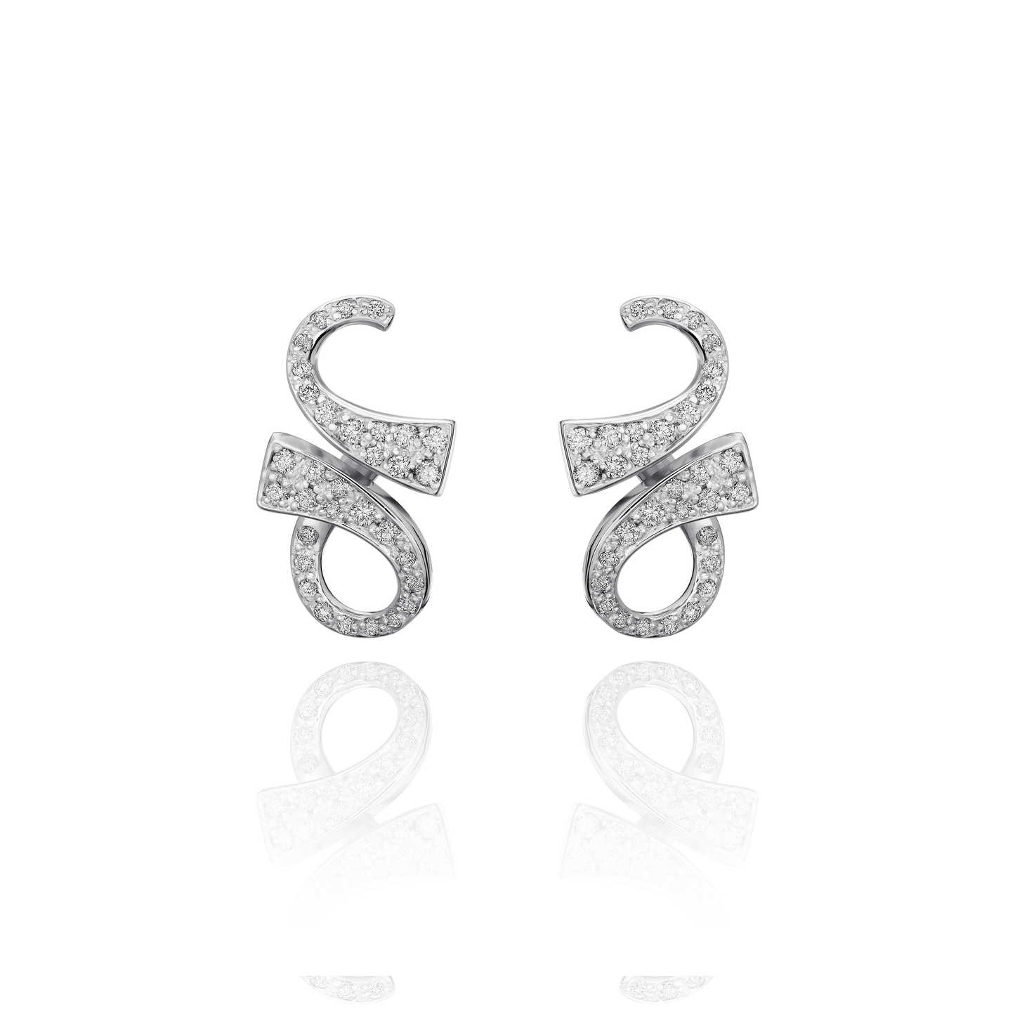 18ct White Gold Diamond Set Infinity Earrings