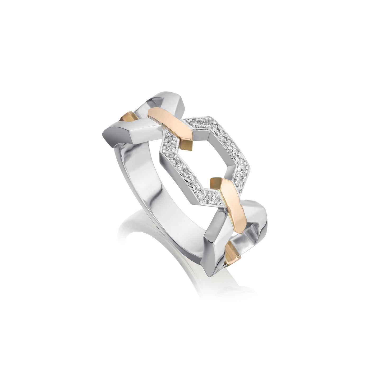 Nectar Collection 18ct Rose and White Gold Diamond Set Ring