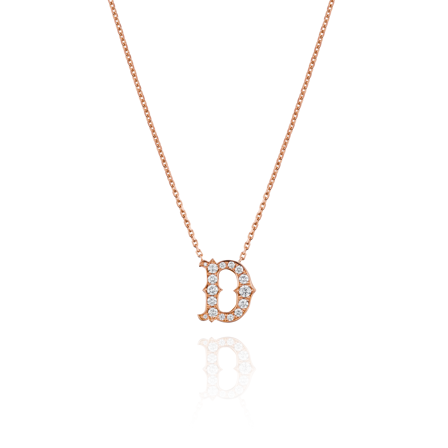 18ct Rose Gold Diamond Set Initial Pendant