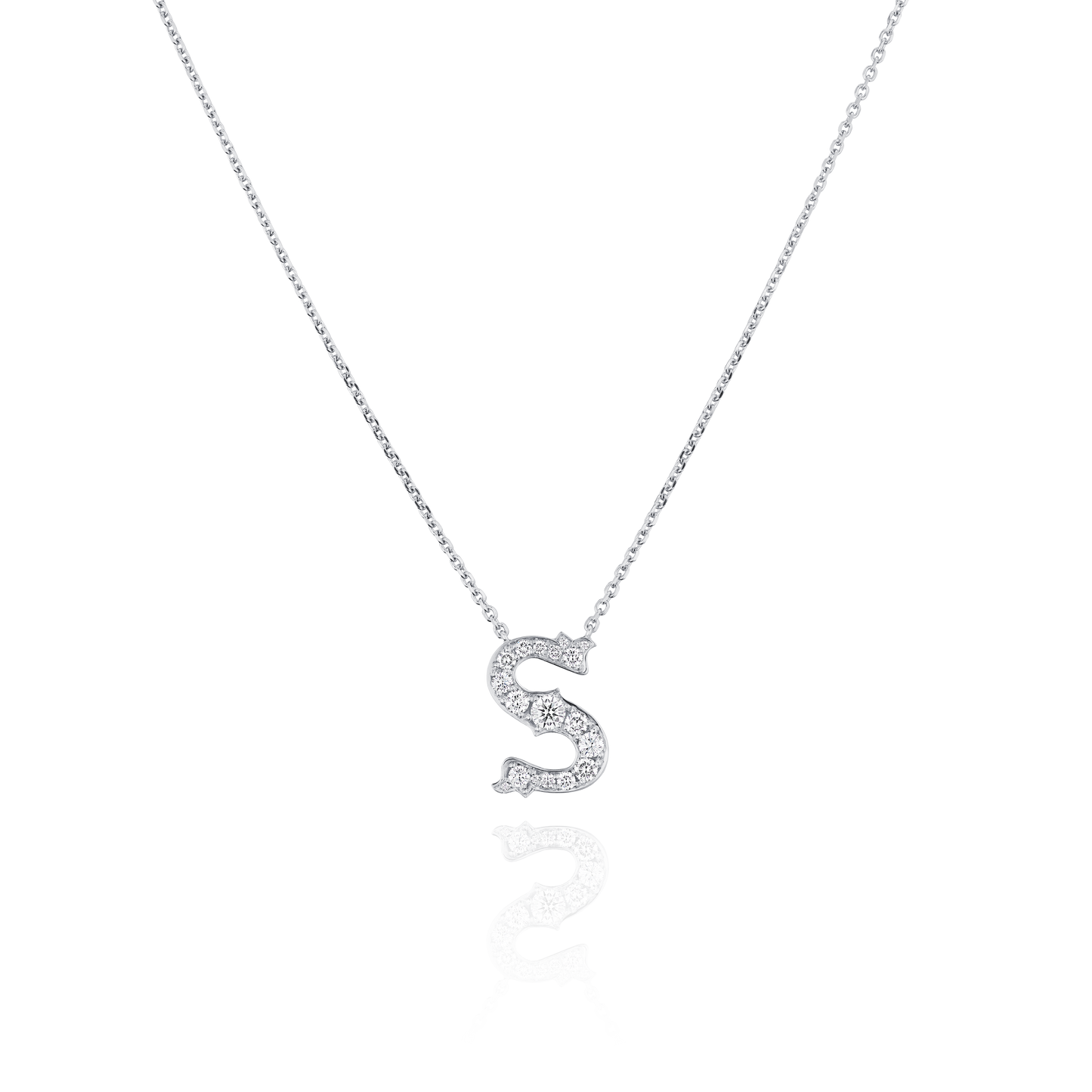 Platinum Diamond Set Initial Pendant