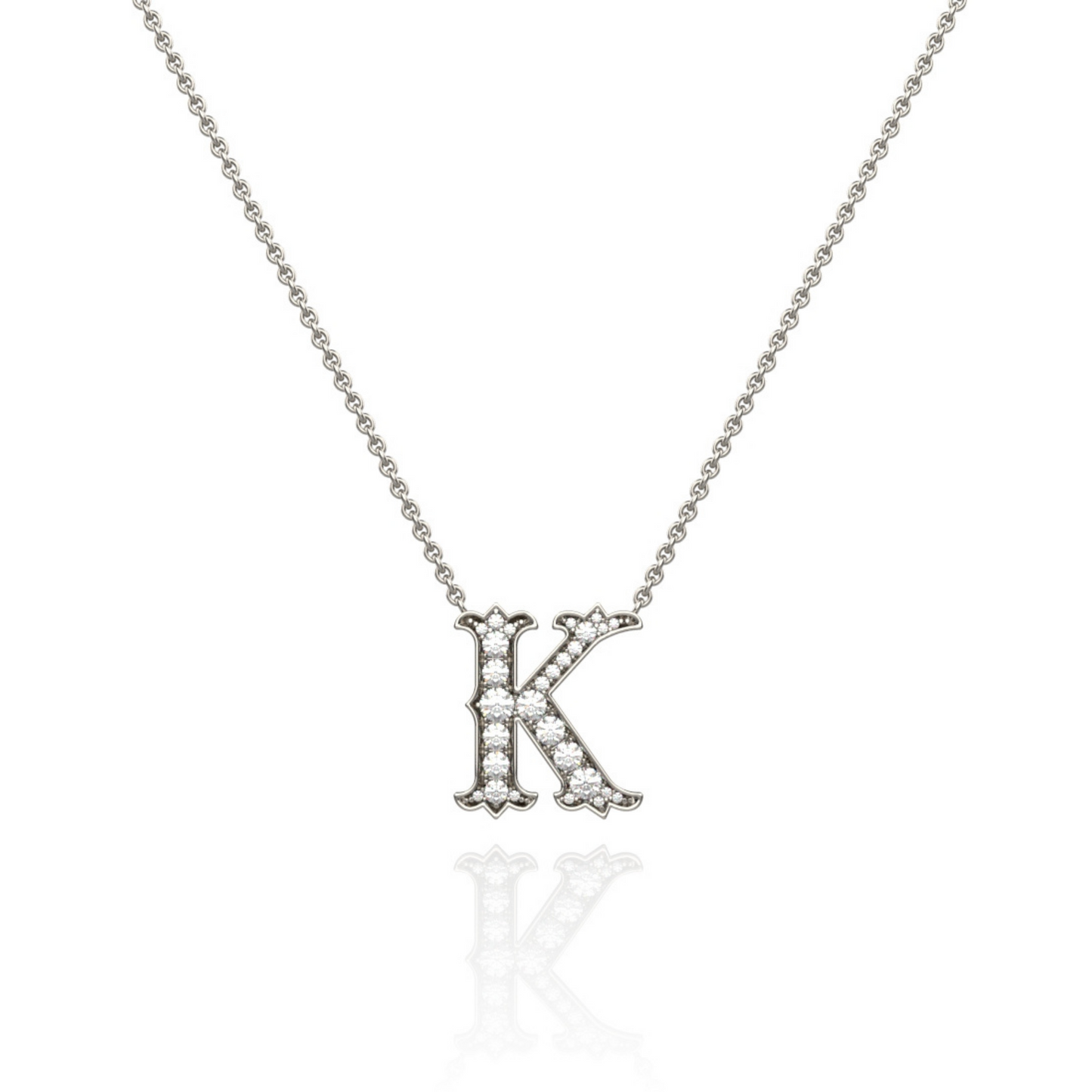 Platinum Diamond Set Initial Pendant