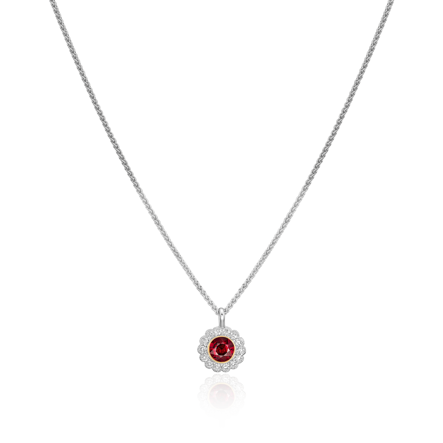 Ruby and Diamond Cluster Pendant