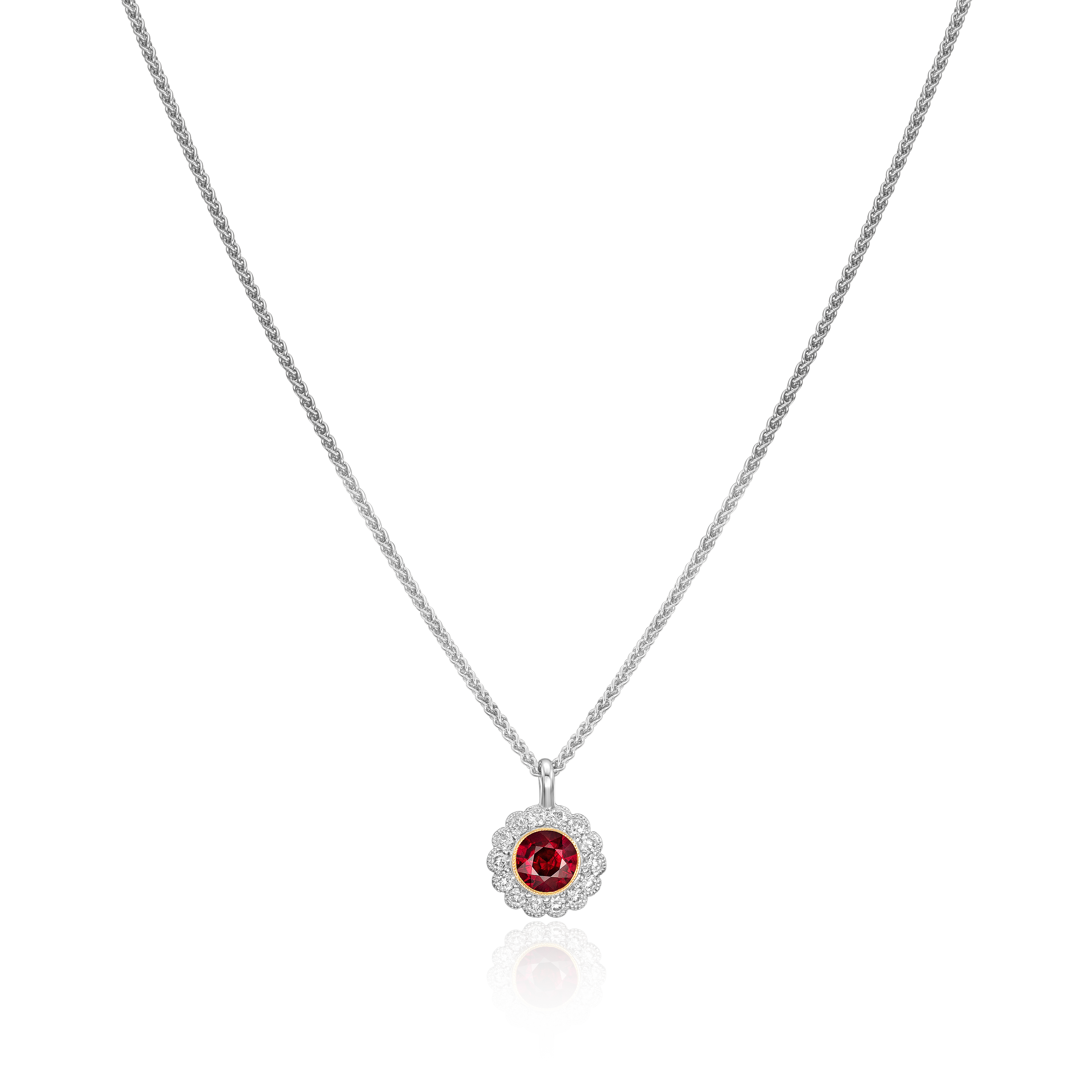 Ruby and Diamond Cluster Pendant