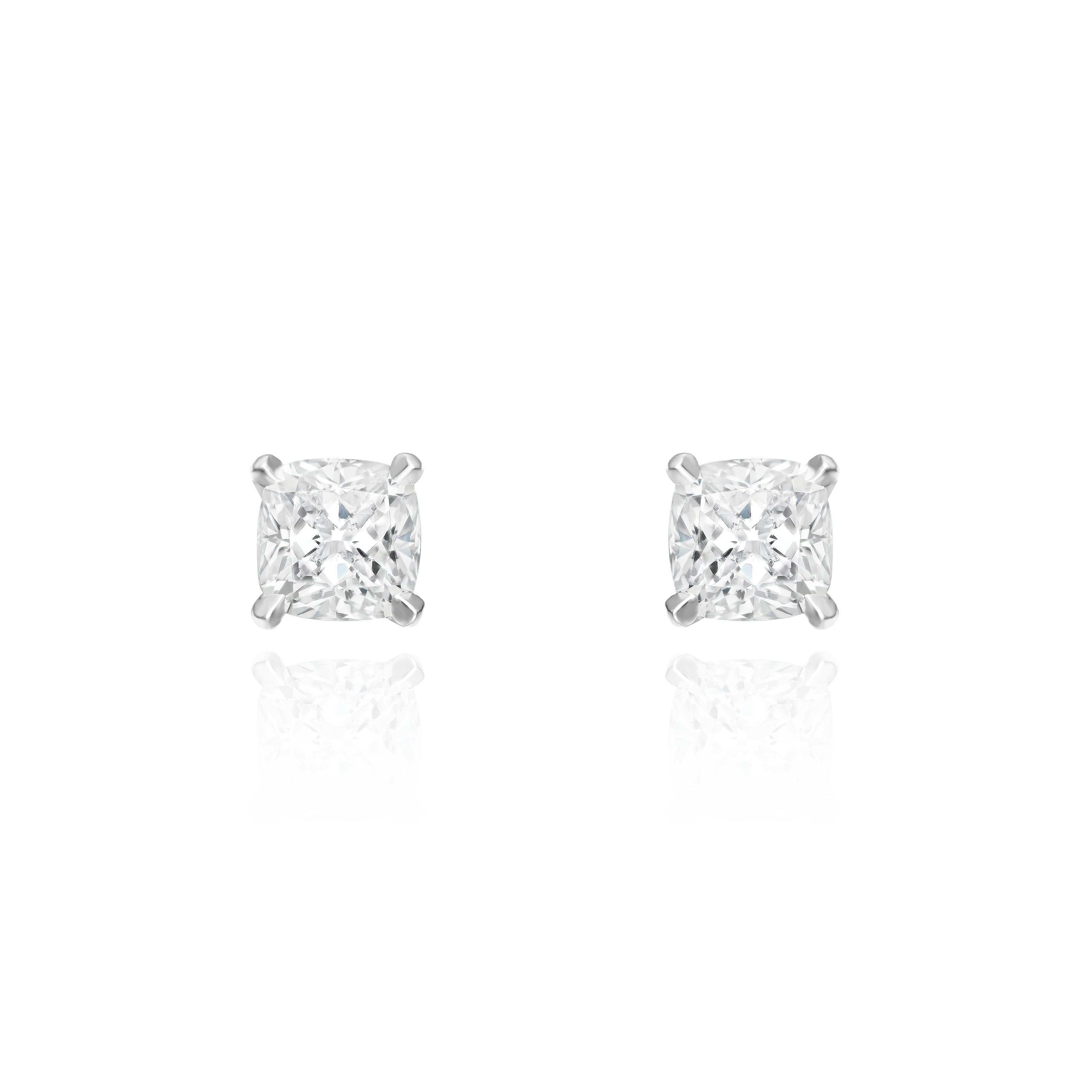 1.43cts Square Cushion Cut Diamond Earrings