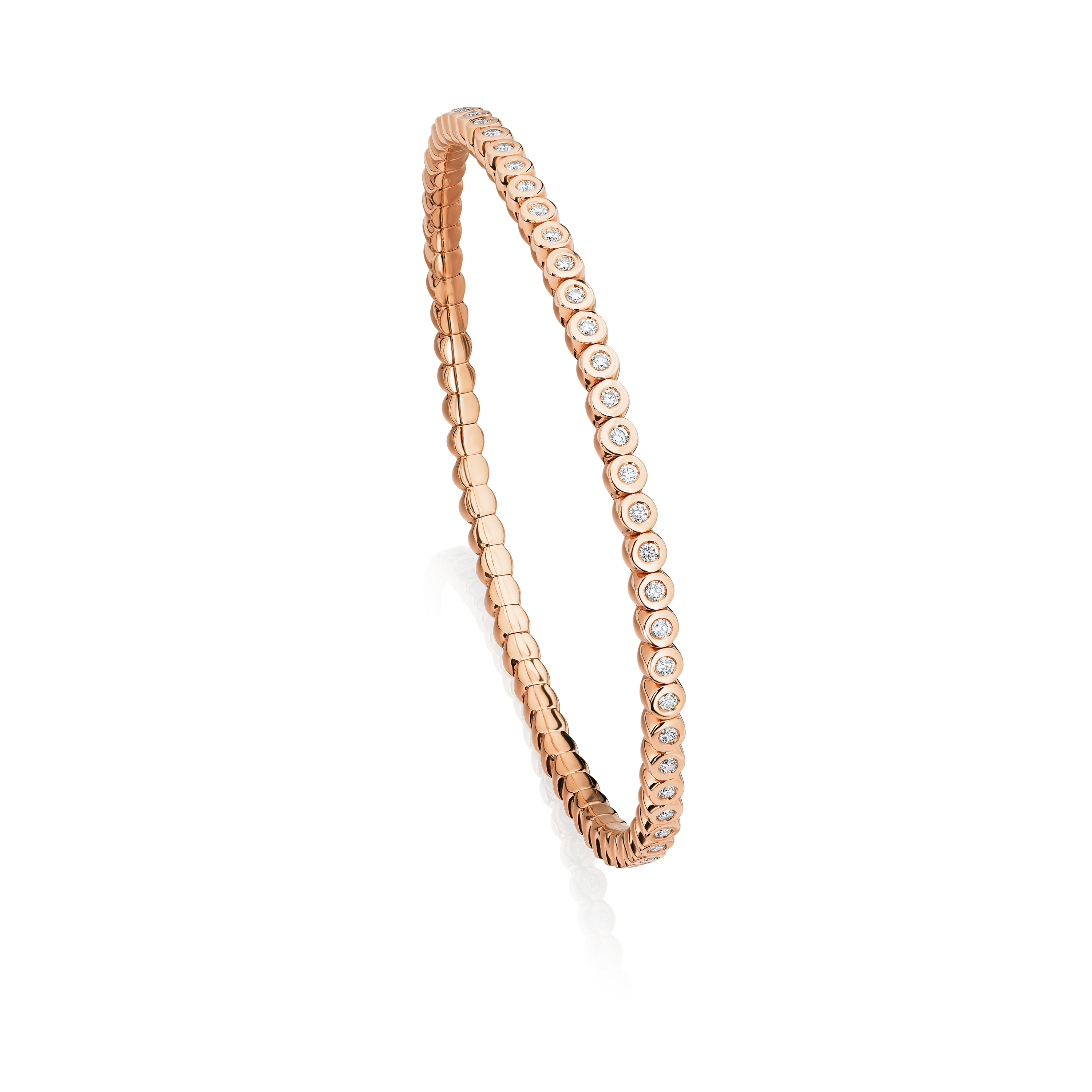 1ct Round Brilliant-Cut Diamond Flexi Rose Gold Bangle