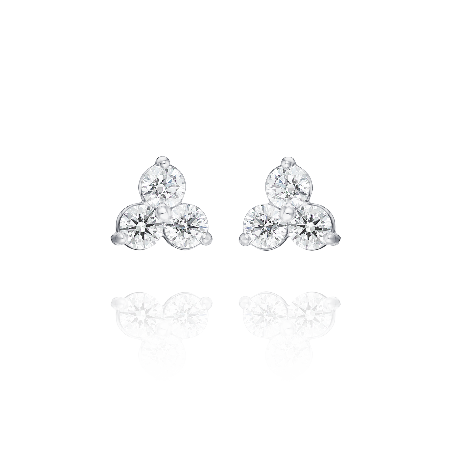 Trefoil 1.93cts Diamond Platinum Earrings
