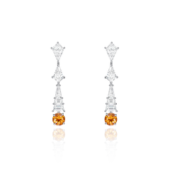 3.22cts Orange and White Mixed Cut Diamond Drop Earrings