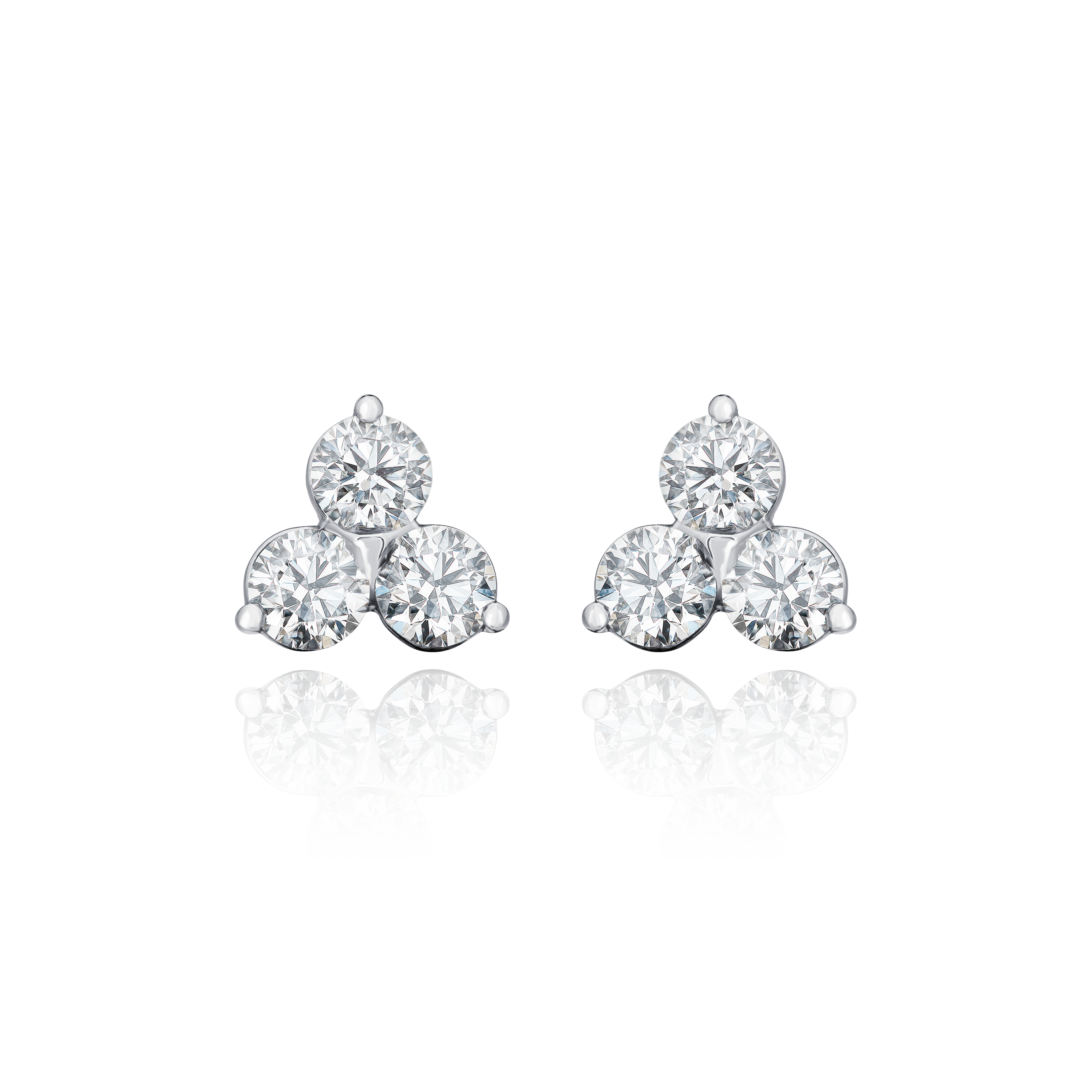 Trefoil 4.50cts Diamond Platinum Earrings