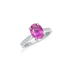 2.91cts Natural Pink Sapphire and Diamond Ring