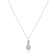 Platinum Aquamarine and Diamond Drop Pendant