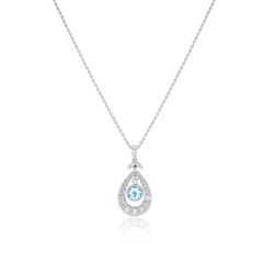 Platinum Aquamarine and Diamond Drop Pendant