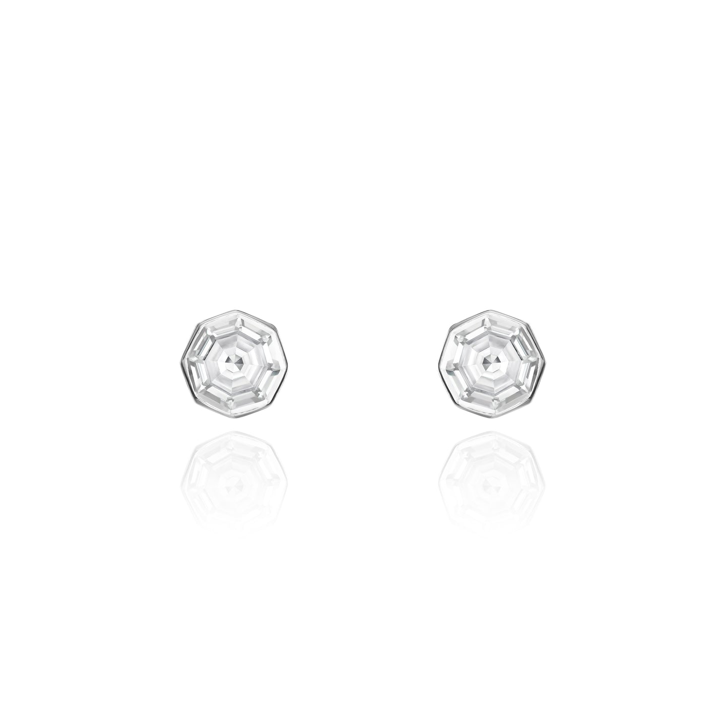 0.60cts Octagonal Cut Diamond Rubover Set Stud Earrings