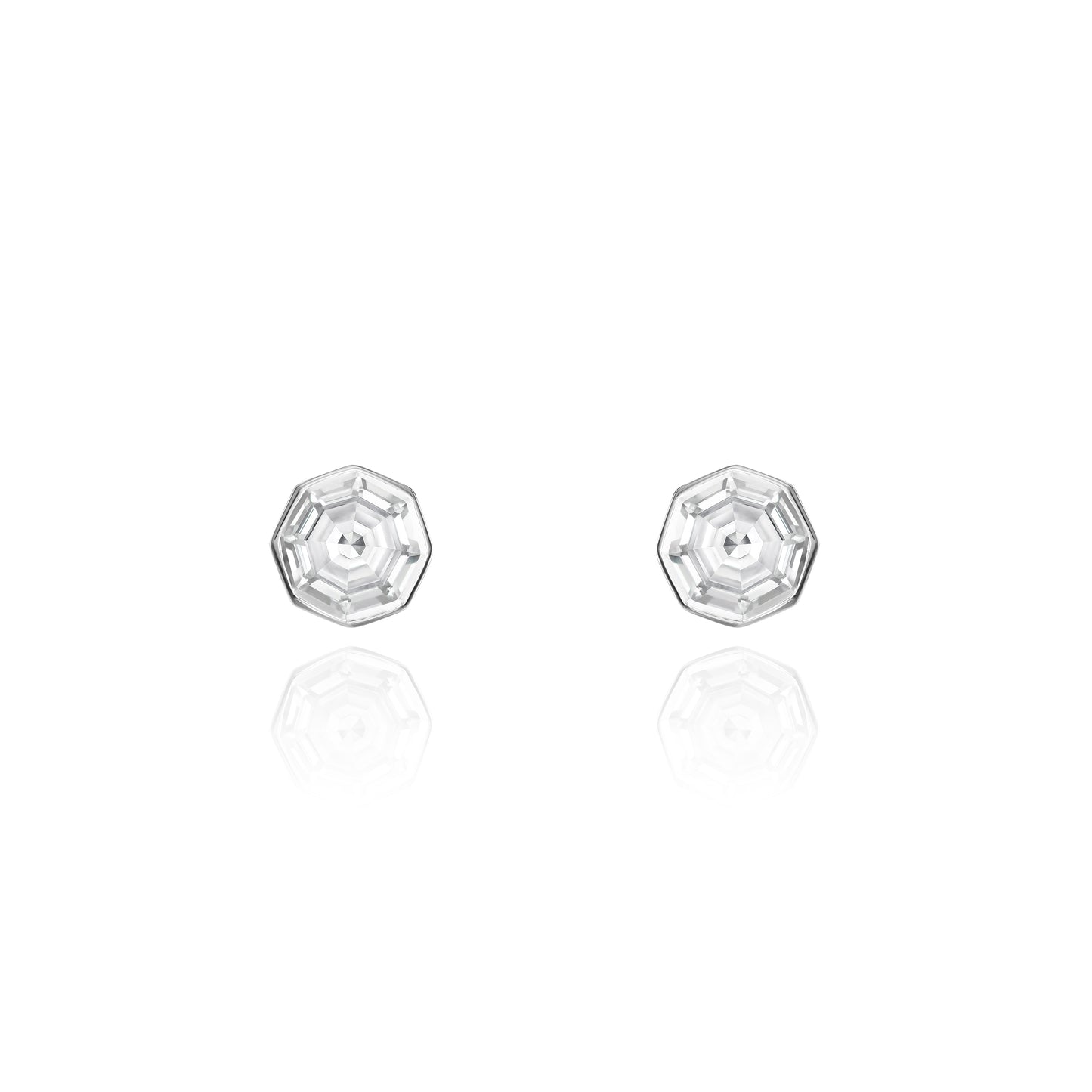 0.60cts Octagonal Cut Diamond Rubover Set Stud Earrings