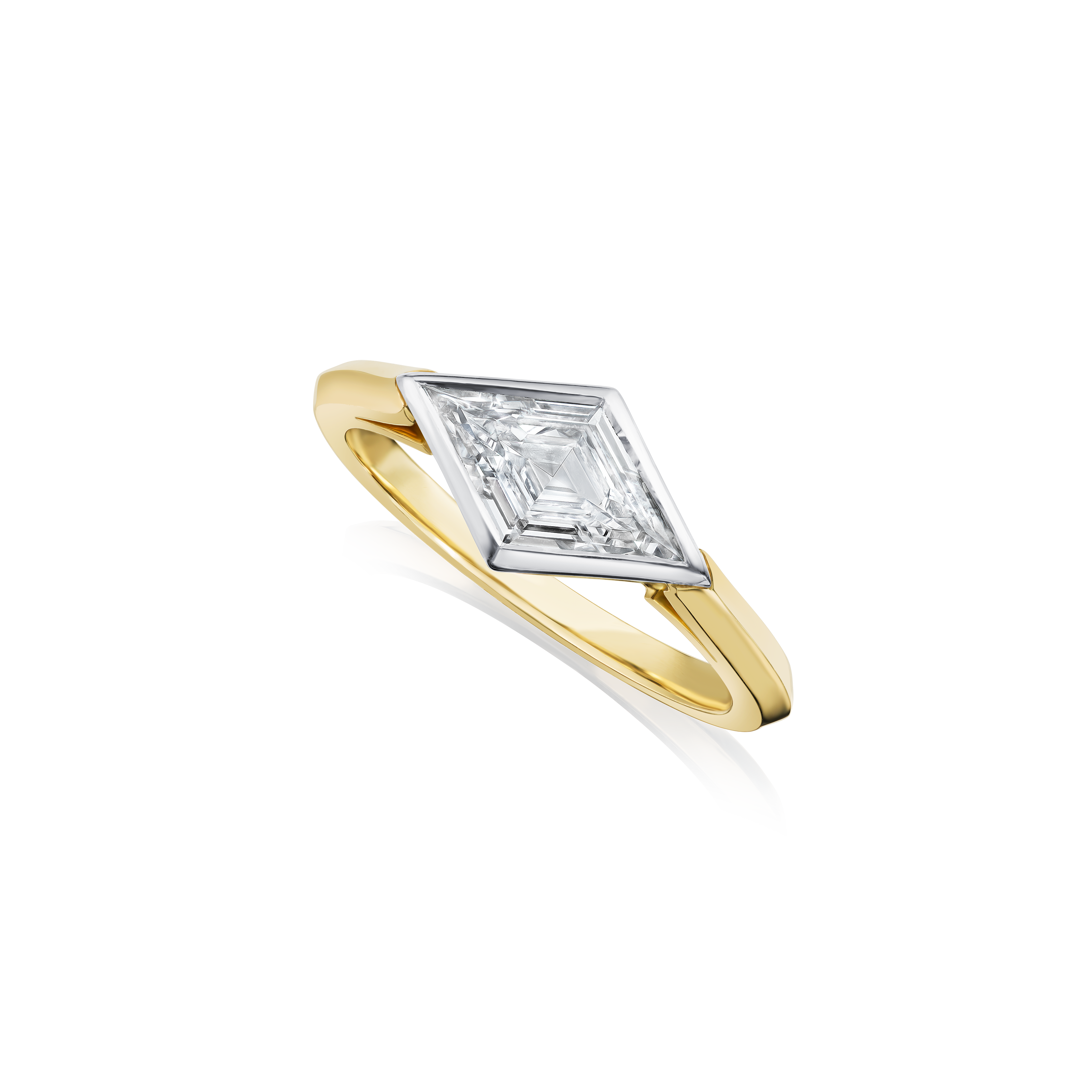 Lozenge Cut Diamond 18ct Yellow Gold Engagement Ring