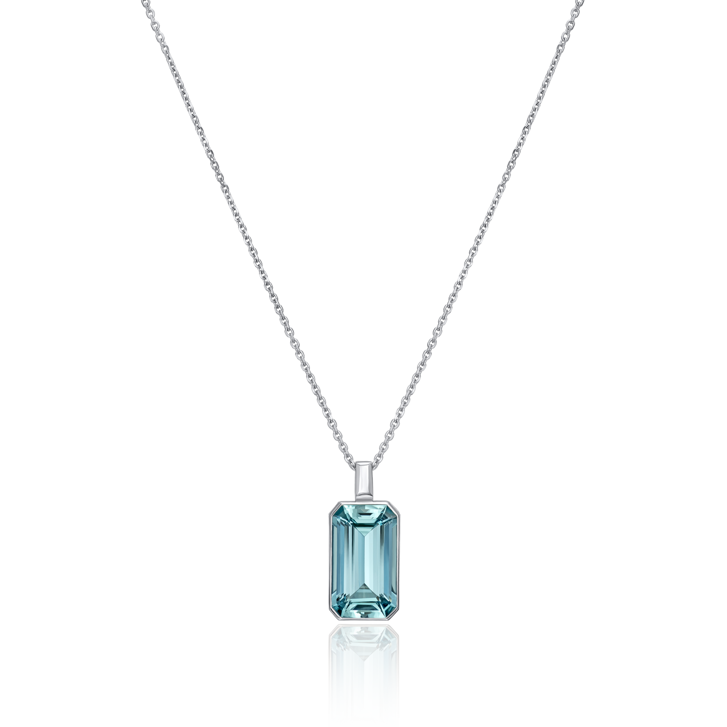 7.68cts Octagon Aquamarine Rubover Set Pendant