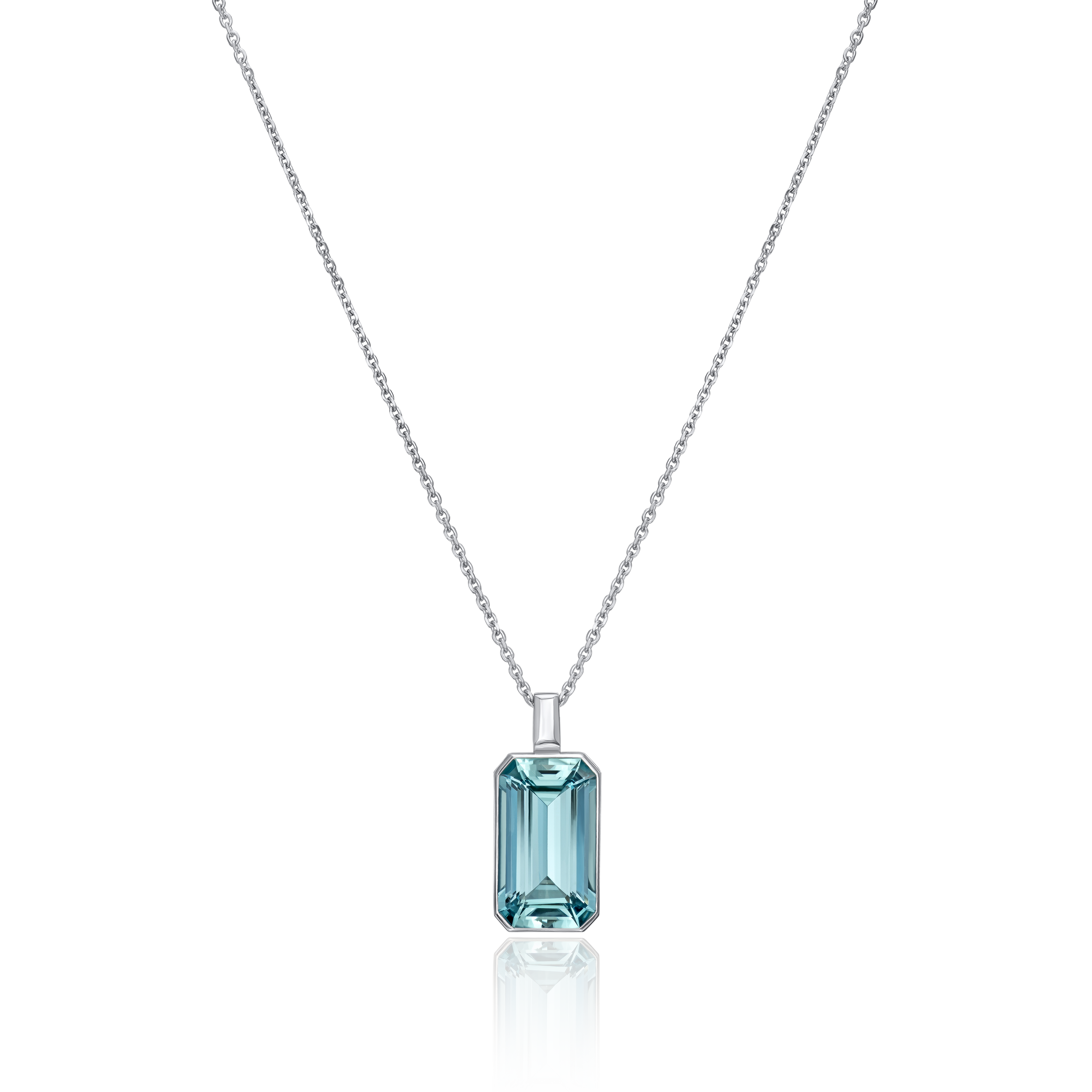 7.68cts Octagon Aquamarine Rubover Set Pendant